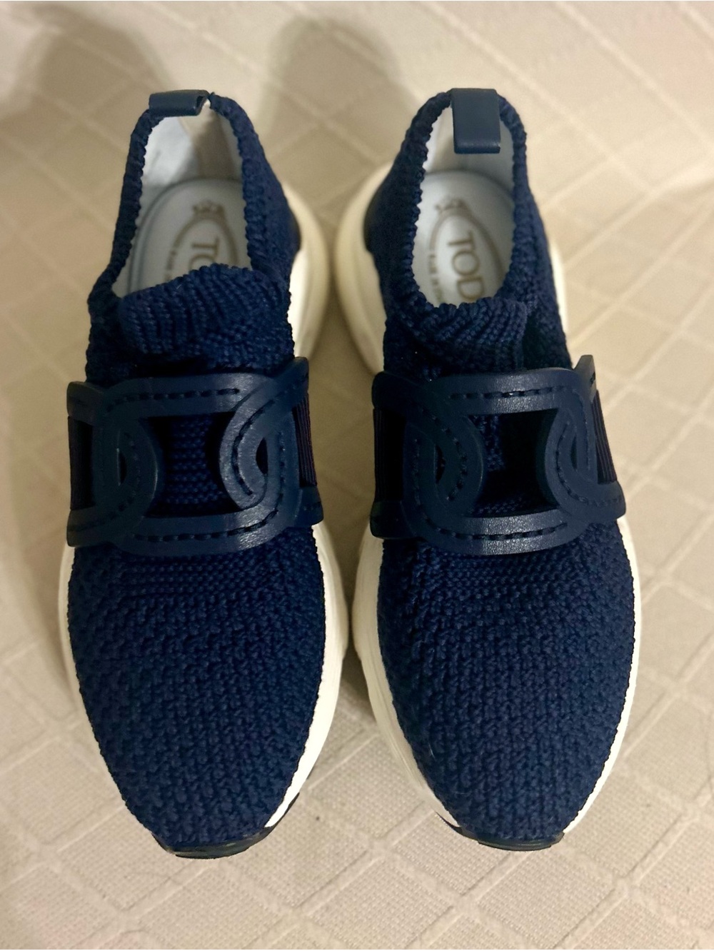 Authentic Tod's Women’s Navy Knit Kate Slip-On Sneakers sz 6 - 36